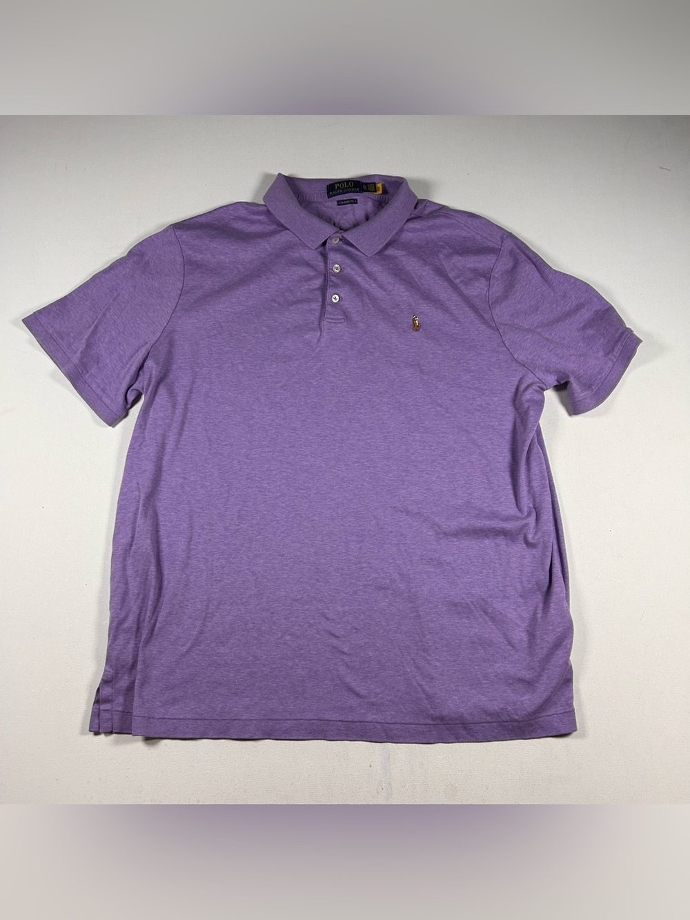 Polo Ralph Lauren Polo Shirt Mens XL Lavender Single Stitch Flesh Pony Preppy